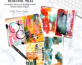 Abstract Mixed Media Art: Printable Planner Pages (Digital Download)
