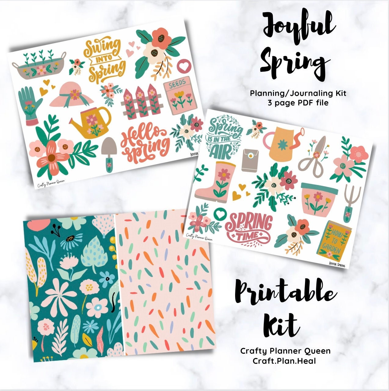 Spring Planner Stickers, Printable Sticker Set, Printable Floral ...