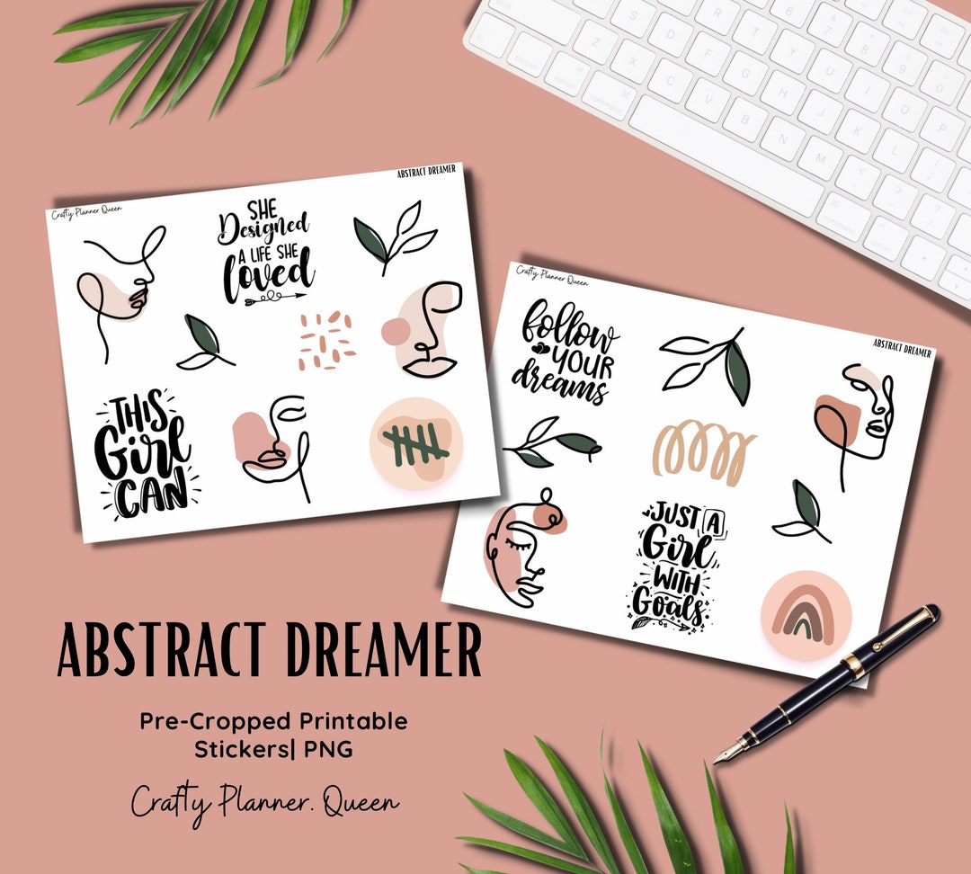 Abstract Line Art Planner Stickers: Women, Quotes (digital Download) - Etsy