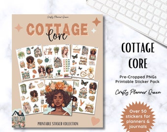 Cottagecore Planner Stickers: Floral Girls, Rustic Theme (Digital Download)
