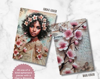 Junk Journal Kit – Cherry Blossom Themed | Physical Junk Journal Kit | Ephemera Pieces | Crafty Planner Queen