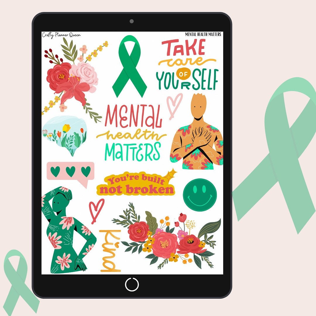 Mental Health Printable, Planner Stickers, Digital Journaling Stickers ...