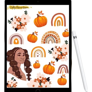 Herbst Boho Clipart, Boho Herbst Elemente, Herbst Boho Regenbogen, Sofortiger Download