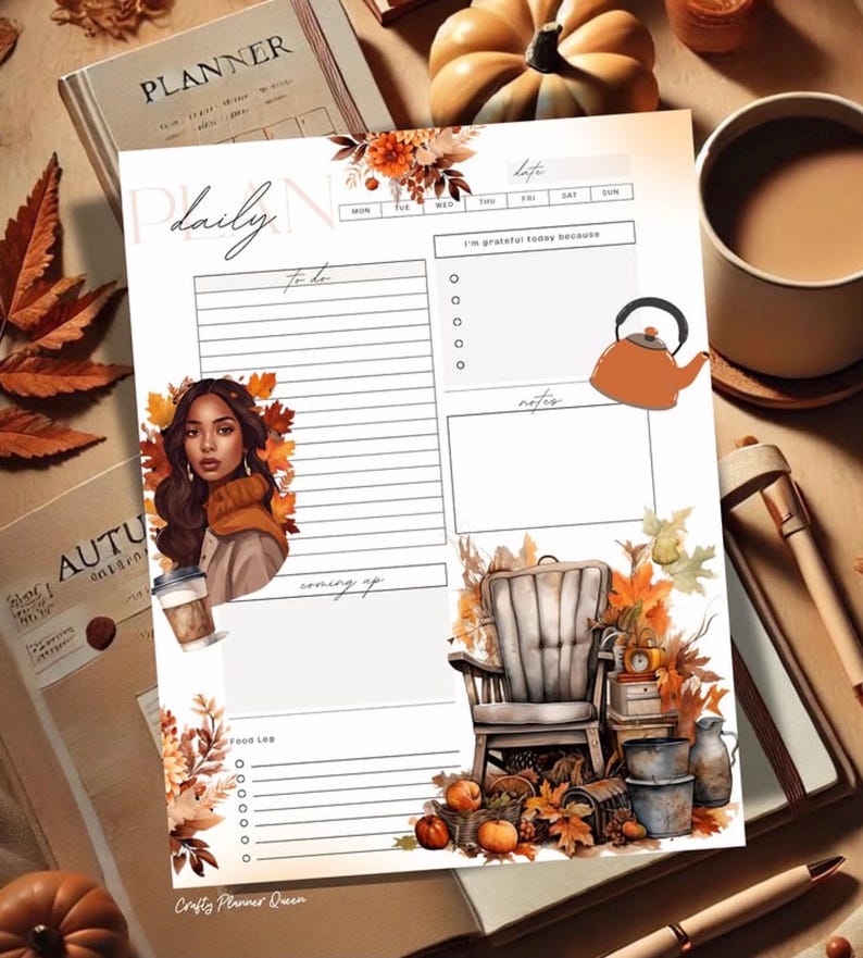 Herbst Sticker: Herbstlaub, Jahreszeitenkalender (Digitaler Download) Bild 2