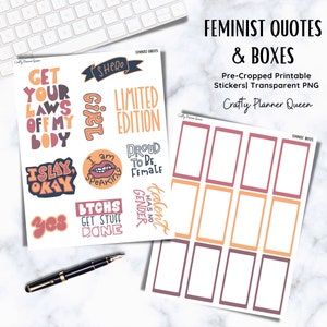 Frau Empowerment Sticker, Druckbare Sticker, Mädchen Power Sticker Kit, digitale Sticker, Frauenmonat, feministische Schreibwaren, Happy Planner, Cut Files
