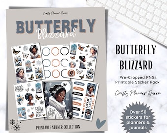 Winter Butterfly Planner Stickers: January Bujo (Digital Download)