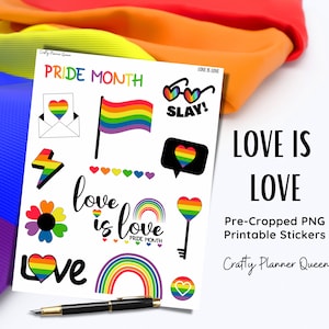 Journaling and Planner Kit, Rainbow Stationery, Pride Clipart, PDF, Instant Download, Planner Dolls, Print and Cut Journal Elements