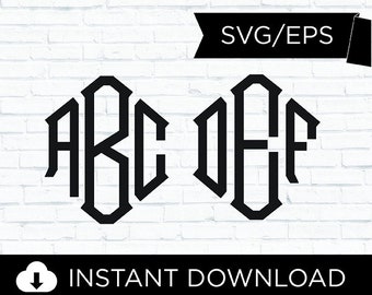 Diamant monogram borduurstijl alfabet | lettertype | Svg | EPS | silhouet | Cricut | Knip bestanden l monogrambrieven