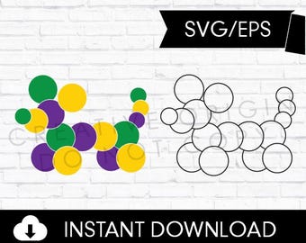 Perro salchicha con cuentas de Mardi Gras / Desfiles / Carnaval / Diseño / Gráfico / SVG / EPS / Descarga instantánea / Cricut / Silhouette