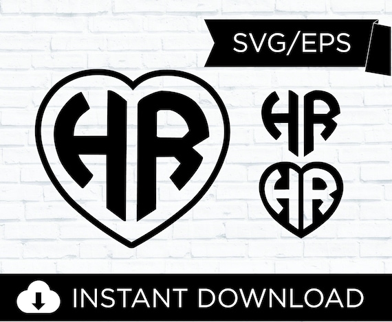 Download Two Letter Heart Monogram Alphabet Font Svg Eps Etsy