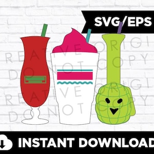 ニューオーリンズのドリンクトリオグラフィック | ハリケーン | 手榴弾 | ダイキリ | SVG | EPS | 即時ダウンロード | Cricut | シルエット