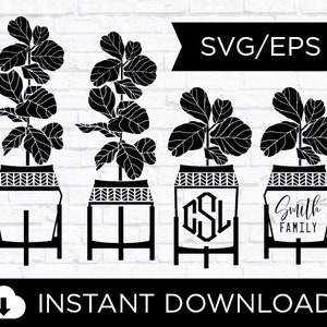 Fiddle Leaf Fig Potted Plant | Mix and Match Graphic | Boho | Potted House Plant | SVG | EPS | Instant Download | Cricut | Silhouette