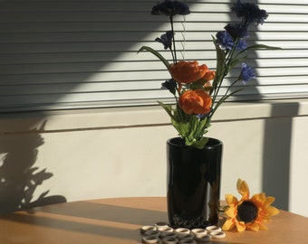 Grand vase en verre soufflé noir