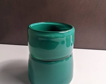 Jade green 'Cinched' blown glass vase