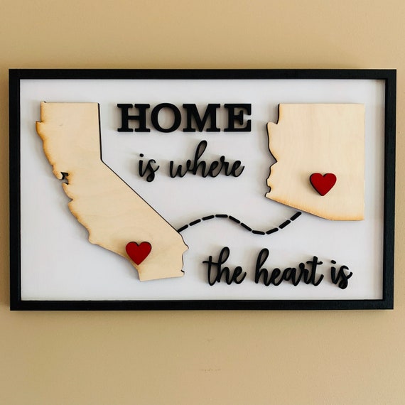 Home Is Where The Heart Is Home Sign House Divided Two Etsy