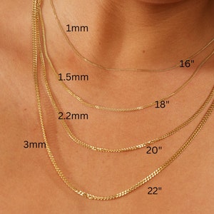 Solid 14K Yellow Gold Gourmette Curb Chain ,1mm, 1.5mm, 2.2mm,3mm Thick,  14” - 30” |Real 14K Gold T-Miami Cuban Chain Necklace for Women