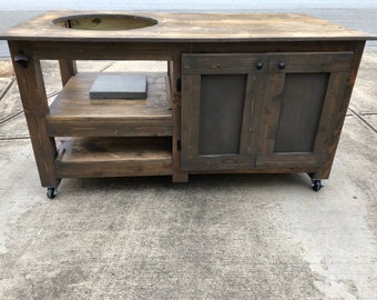 Large Big Green Egg/Kamado Joe/ Vision Grill Table - Briarsmoke stain