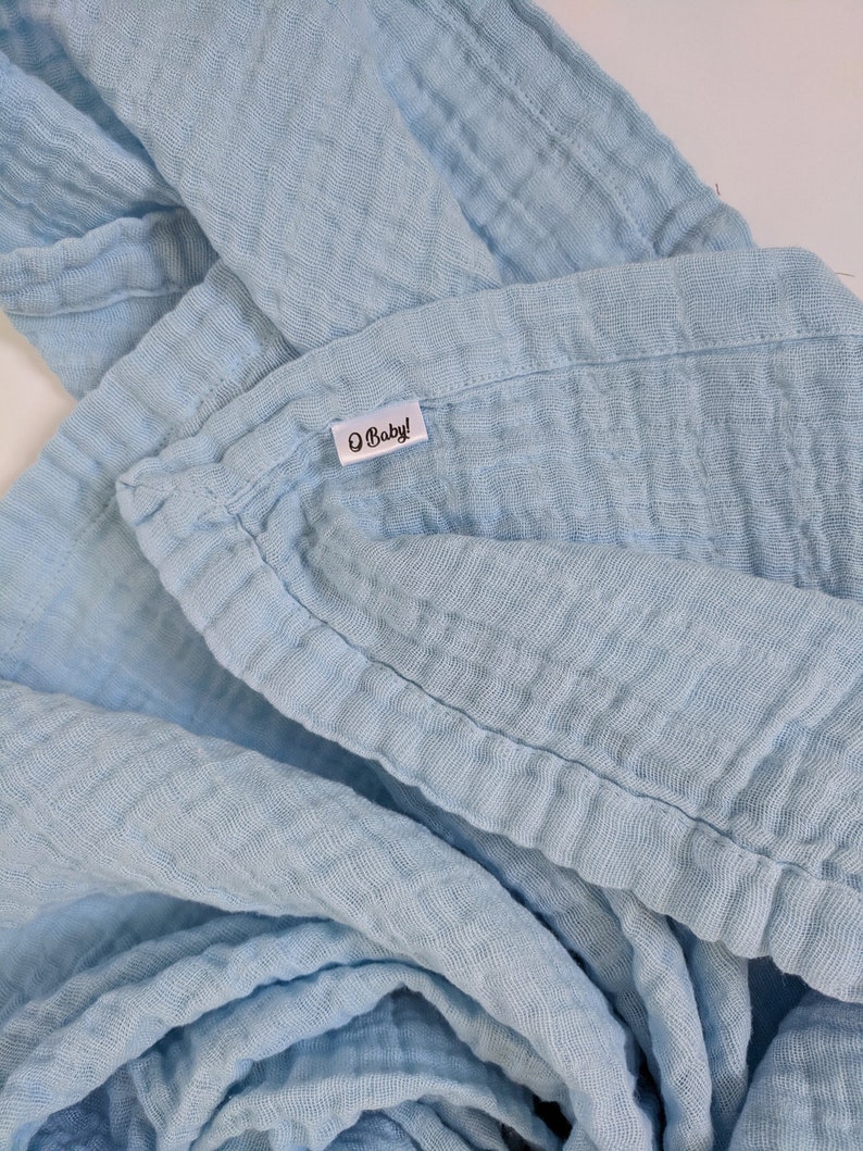 Large Muslin Swaddle Blanket Sky or Light Blue Baby Blanket Etsy