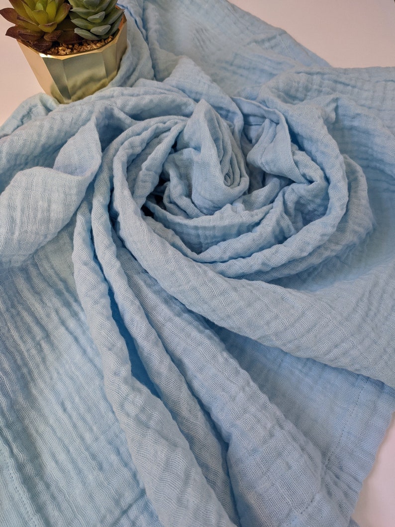 Large Muslin Swaddle Blanket Sky or Light Blue Baby Blanket Etsy