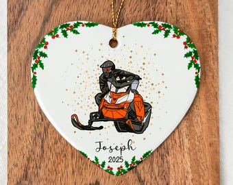 Personalized Snowmobile Christmas Ornament, Custom Name Ornament for Snowmobile Rider, Winter Sports Holiday Gift Decoration, Gift For Him