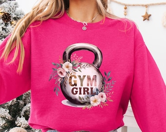 Floral Kettlebell Watercolor Wildflower Sweatshirt Gym Girl Sweatshirt Weight Lifting Gym Shirt Gift  Fitness Gifts Women Workout Sweatshirt