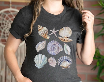 Watercolor Seashell T-Shirt, Oceancore Sealife Tee