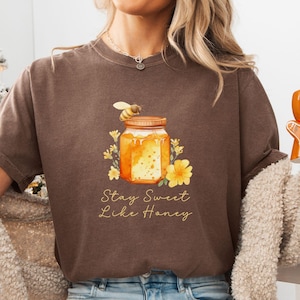Stay Sweet Like Honey tShirt Comfort Colors, Bee Botanical T-Shirt, Honeycomb Watercolor Shirt, Honey Bees Shirt, Bee Lovers Tee Bumblebees