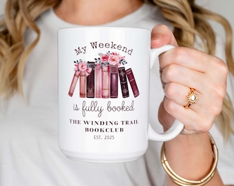 Personalized Book Club Mug Book Club Gift for Book Club Members Coffee Cup Book Club Gift for Her Custom Book Stack Coffee Mug Reader Gift 1