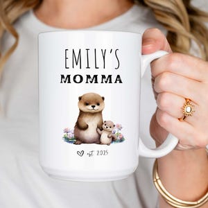 Personalized Mama Otter Mug: New Mom Gift, Custom Momma Present