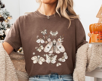 Vintage Schmetterling Motte T-Shirt: Cottagecore Botanisches T-Shirt