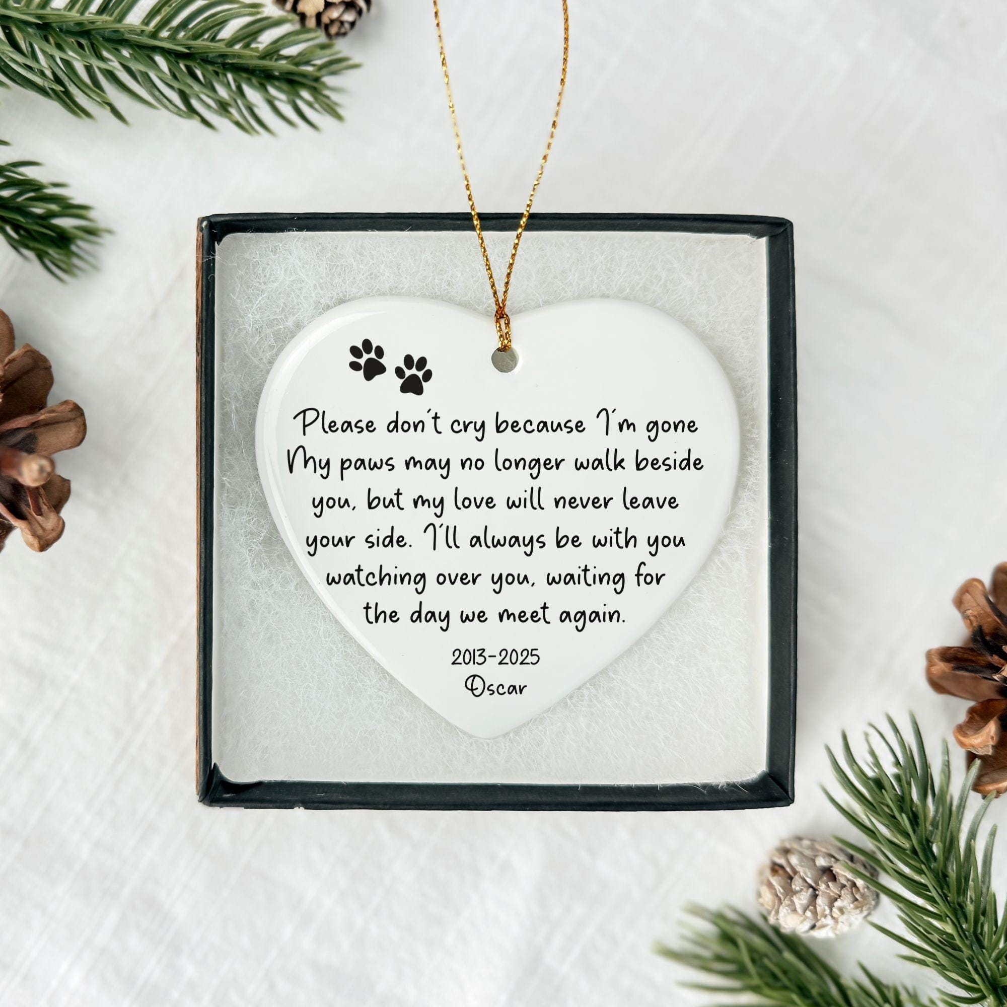 Pet Memorial Ornament – Personalized Pet Loss Gift, Rainbow Bridge ...