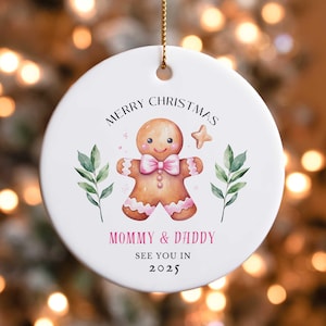 Merry Christmas Mommy and Daddy See You in 2025 Expecting parents ornament personalized pregnancy ornament parents to be gift christmas  z55