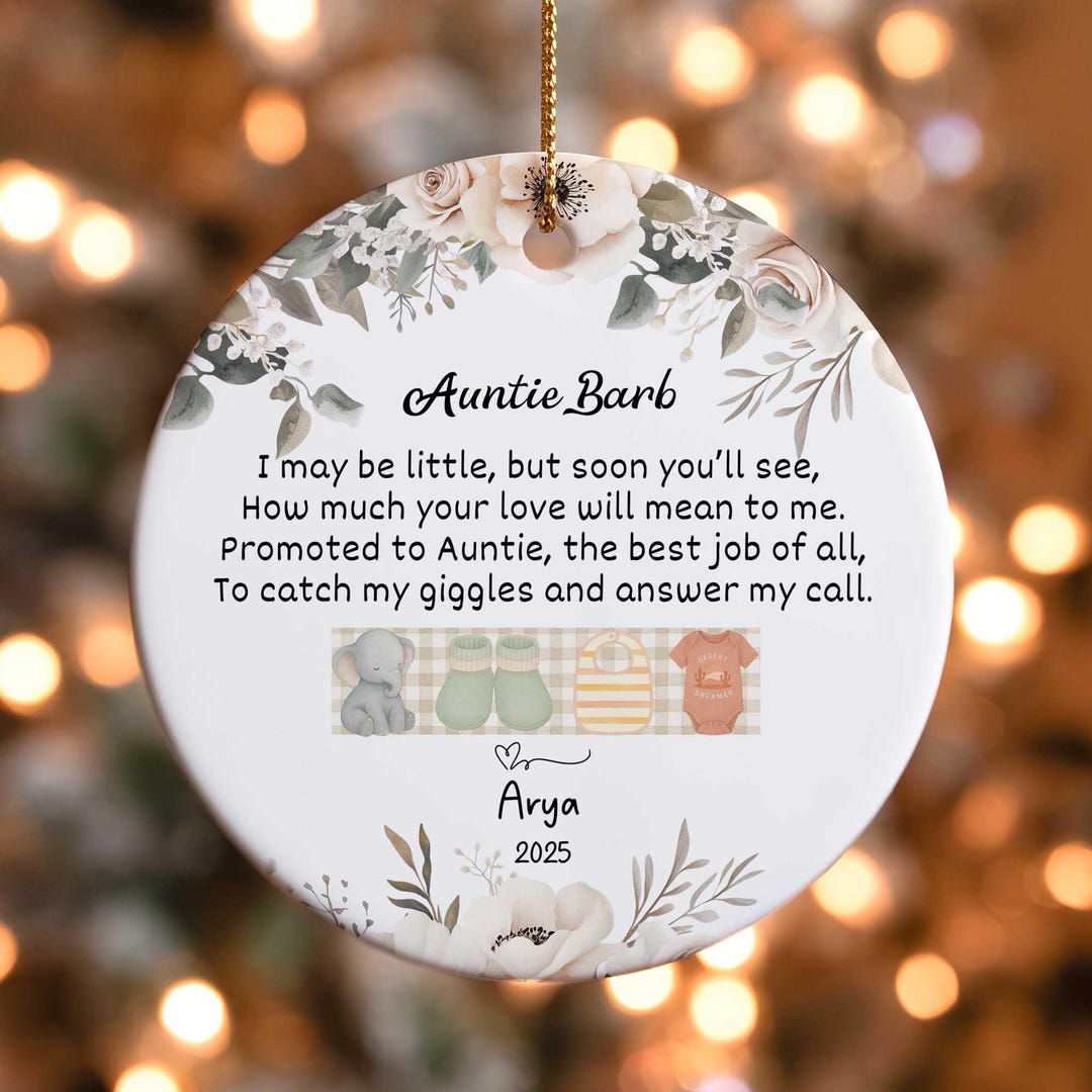 Auntie Christmas Ornament 2025, Personalized Aunt Gift, Custom Auntie ...