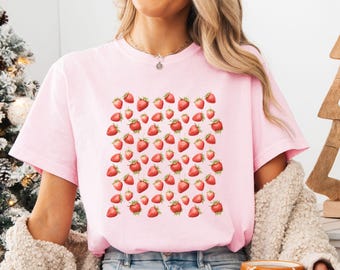 Camiseta de fresa: Camiseta de frutas botánicas estilo cottagecore