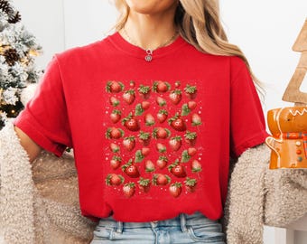 Camiseta de fresa: Camiseta de frutas botánicas estilo cottagecore