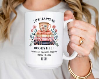 Personalized Book Club Mug Book Club Gift for Book Club Members Coffee Cup Book Club Gift for Her Custom Book Stack Coffee Mug Reader Gift 7