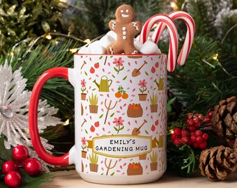 Personalized Gardening Mug: Vintage Floral Design, Gift for Gardener