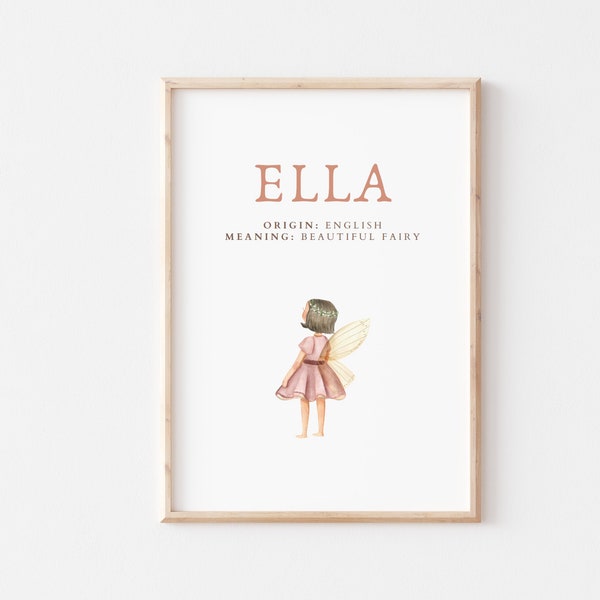 Ella, Name Art Poster, Name Meaning, Girl Gift, Pink Nursery Decor,  Instant download, printable