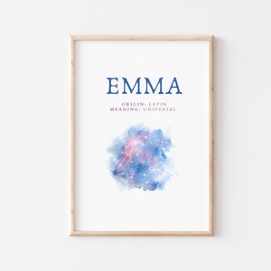 Emma, Poster con Nome, Significato del Nome, Regalo per Bambina, Decorazione per la cameretta dei bambini, Download immediato, stampabile