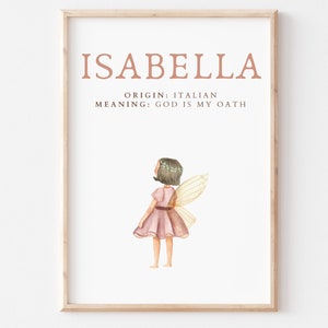 Isabella, Name Art Poster, Name Meaning, Girl Gift, Pink Nursery Decor,  Instant download, printable