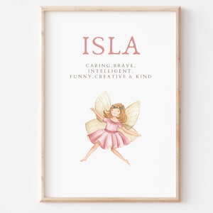 Isla, Name Art Poster, Name Meaning, Girl Gift, Pink Nursery Decor,  Instant download, printable