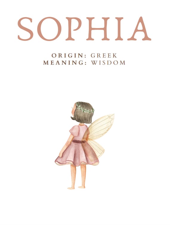Sophia, Name Art Poster, Name Meaning, Girl Gift, Pink Nursery