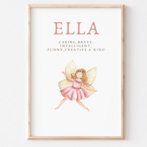 Ella, Name Art Poster, Name Meaning, Girl Gift, Pink Nursery Decor,  Instant download, printable