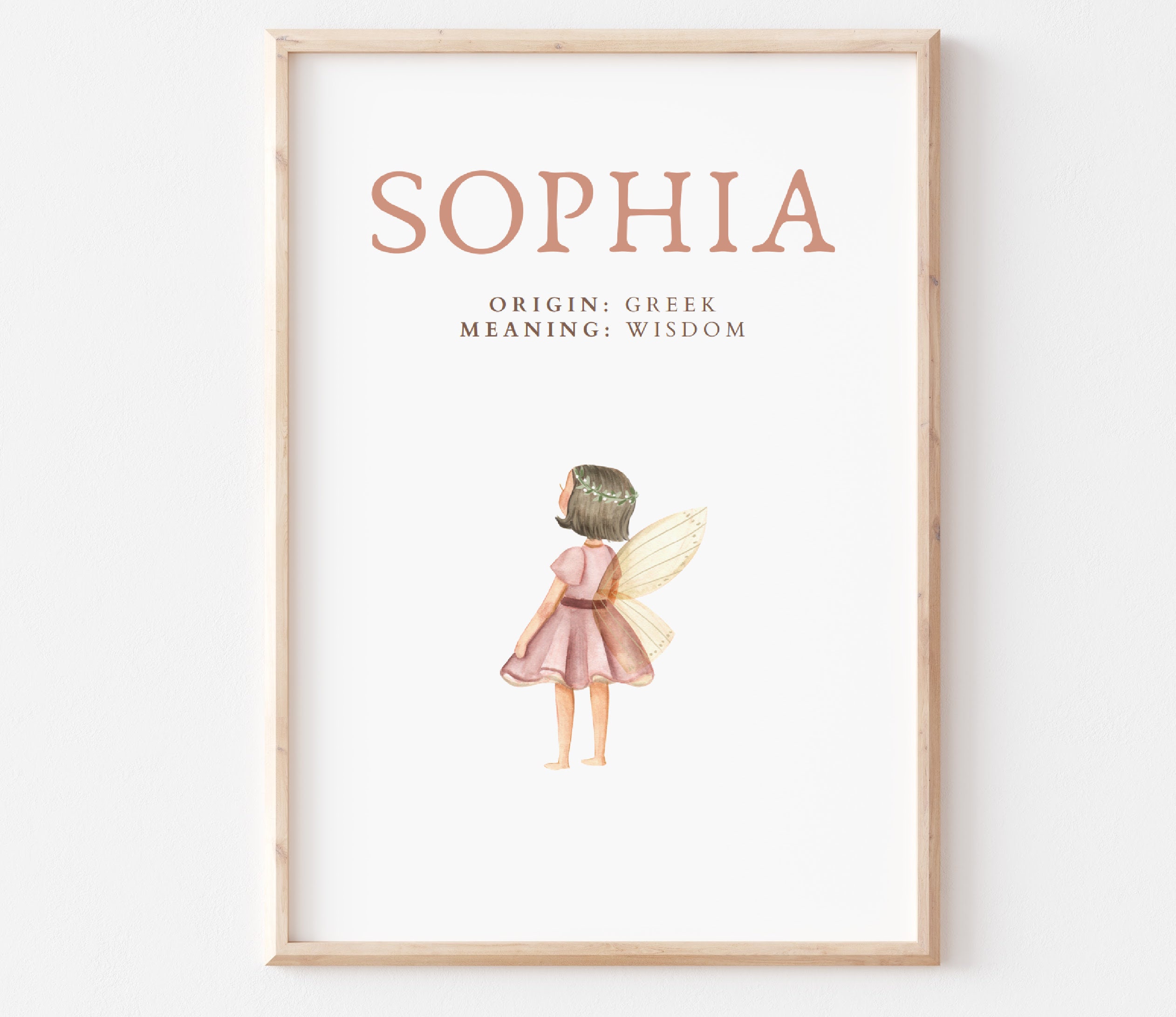 Sophia, Name Art Poster, Name Meaning, Girl Gift, Pink Nursery