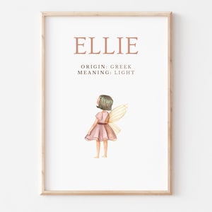 Ellie, Name Art Poster, Name Meaning, Girl Gift, Pink Nursery Decor,  Instant download, printable