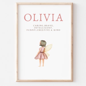 Olivia, Name Art Poster, Name Meaning, Girl Gift, Pink Nursery Decor,  Instant download, printable