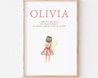 Olivia, Name Art Poster, Name Meaning, Girl Gift, Pink Nursery Decor,  Instant download, printable