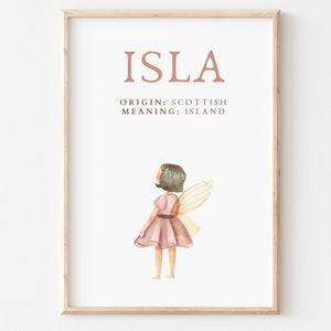Isla, Name Art Poster, Name Meaning, Girl Gift, Pink Nursery Decor,  Instant download, printable