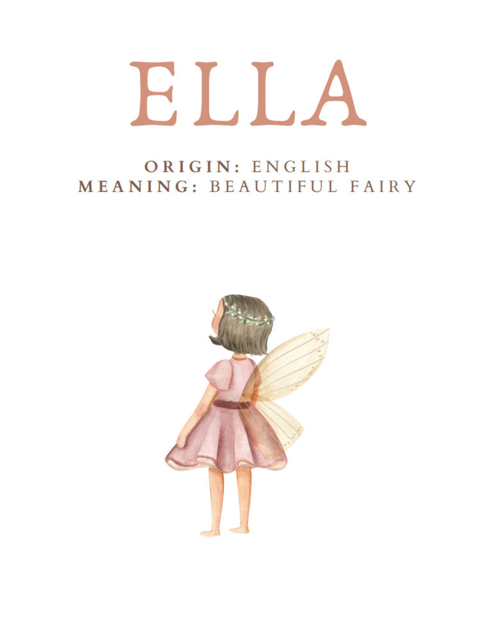 Ella Name Art Poster Name Meaning Girl Gift Pink Nursery