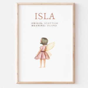 Isla, Name Art Poster, Name Meaning, Girl Gift, Pink Nursery Decor,  Instant download, printable